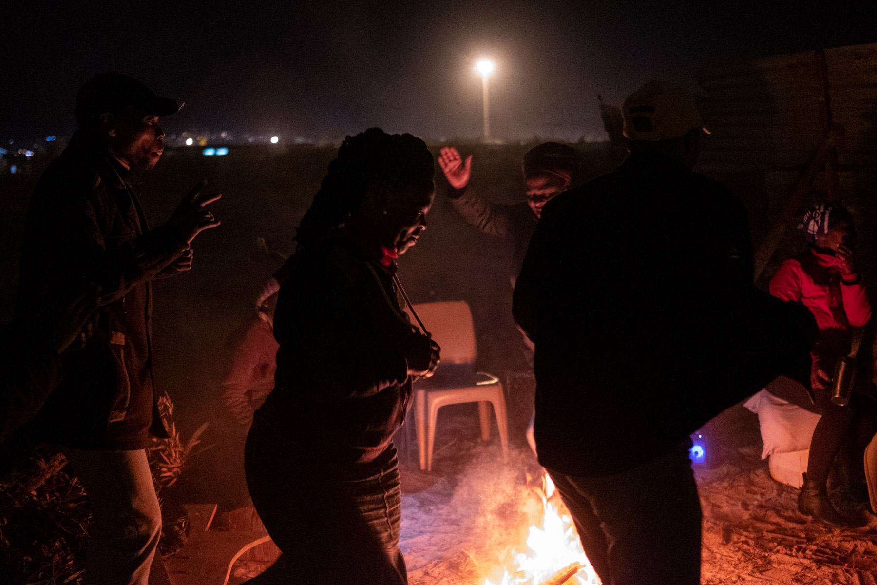 16 April 2020: Residents make the most of the evening and dance to maskandi music as they prepare for another night of sleeping outside.