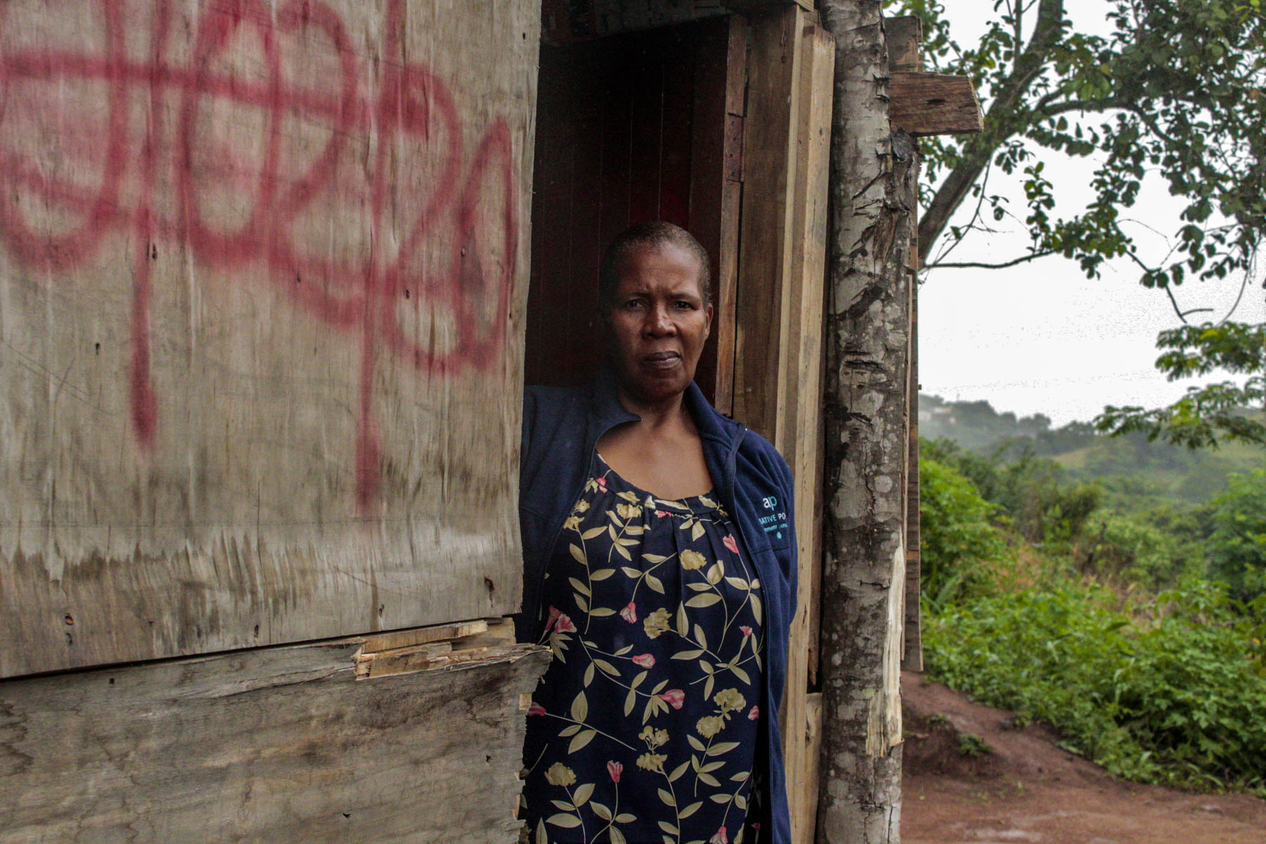 3 April 2020: Thembi Vilakazi lives with her four grandchildren in the Ekuphumeleleni shack settlement. She says that to comfort the children she tells them that they will survive even if their home is demolished. 