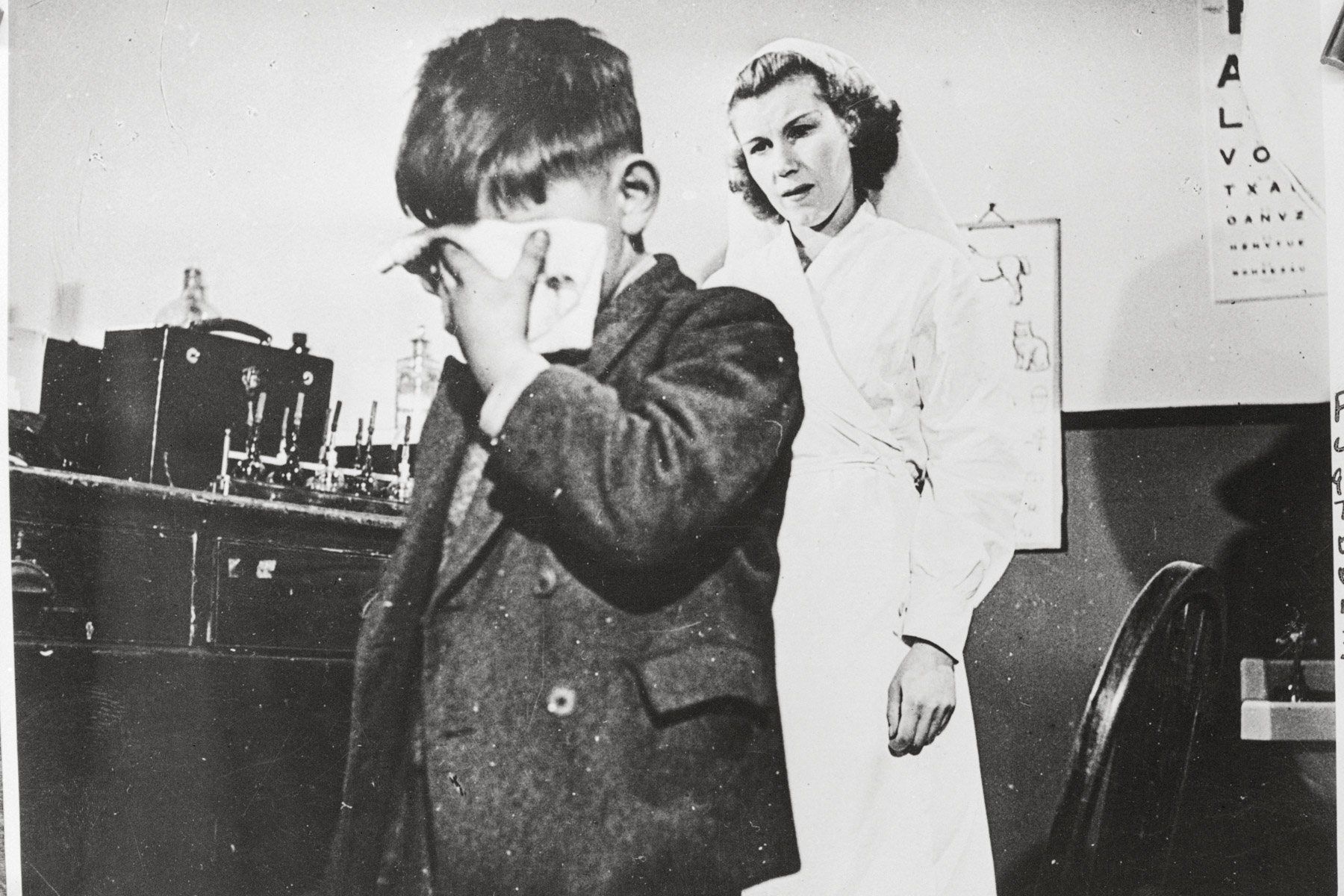 1943: A scene from a film released by the British Ministry of Information as part of a campaign against venereal disease. It depicts the son of an infected parent in danger of becoming blind through inherited syphilis. (Photograph by Getty Bettmann Archive)