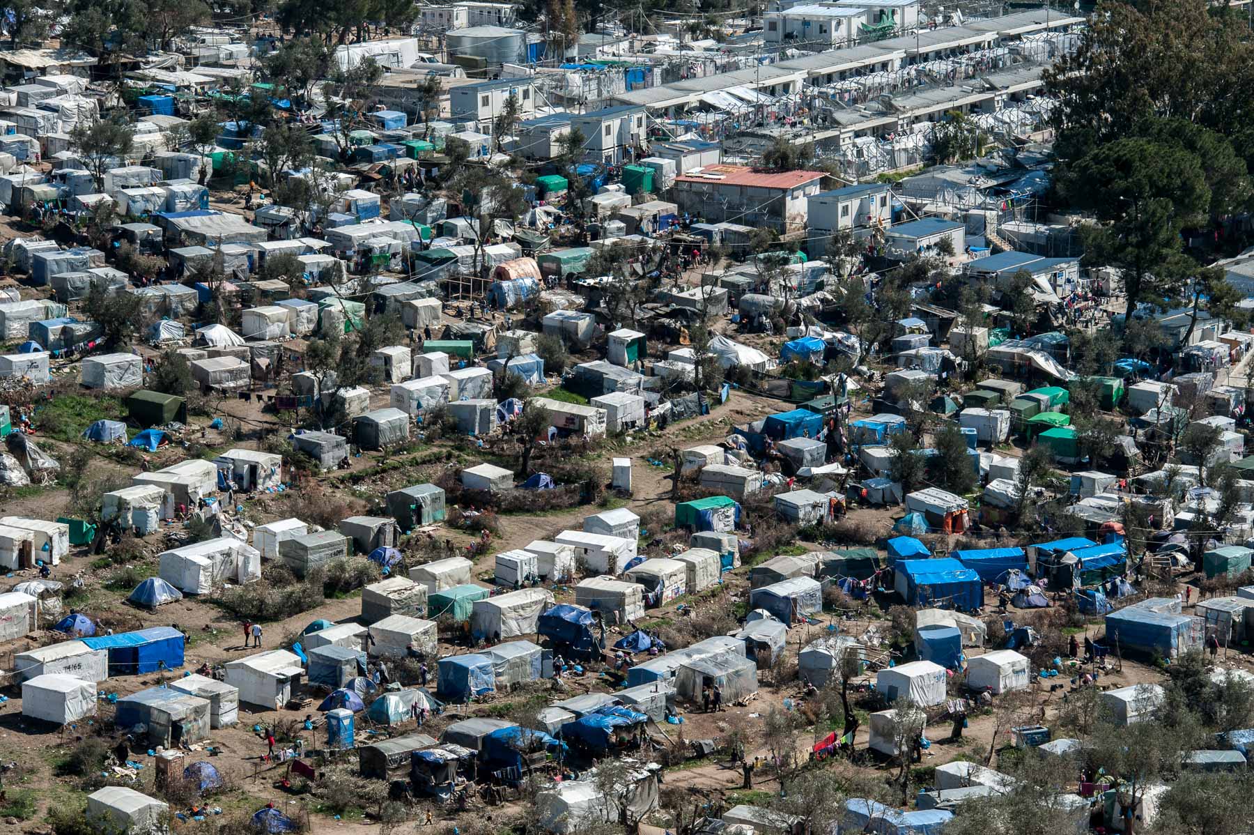 12 March 2020: Moria is extremely overcrowded, with 22 000 refugees living in an area meant for fewer than 3 000. Residents and health officials fear an outbreak of Covid-19 in the refugee camp. (Photograph by Guy Smallman/ Getty images)