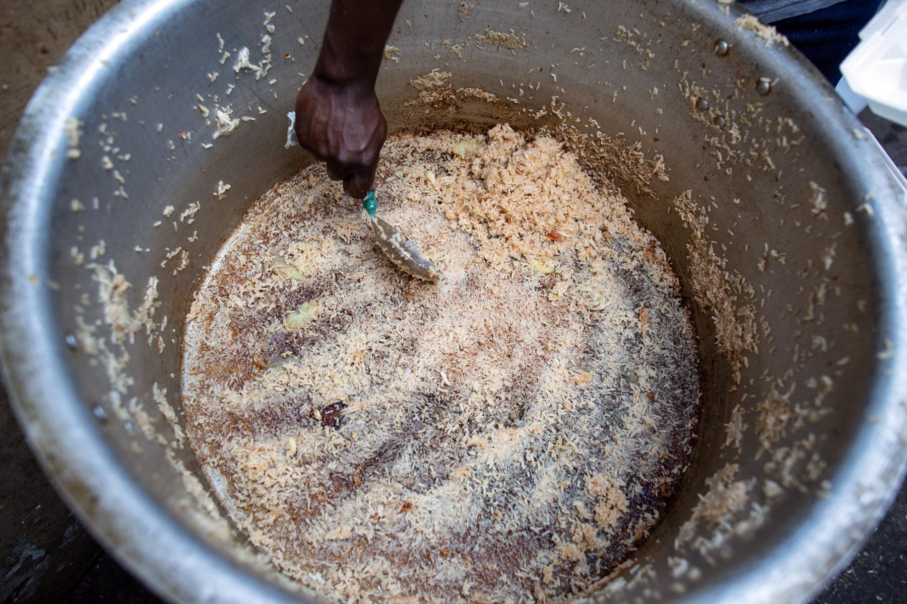 12 May 2020: All that's left of food prepared by the African Diaspora Forum. (Photograph by James Oatway)