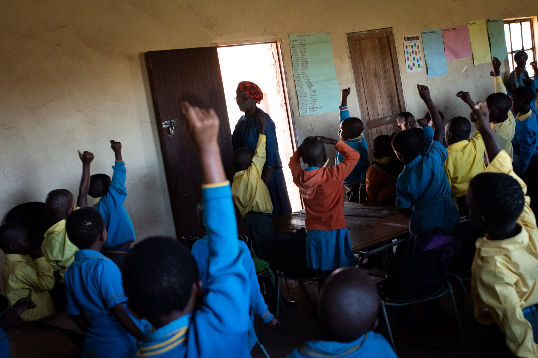 13 April 2108: Veronica Madikizela teaches her class of over 60 students in a dilapidated mud structure at Mjanyelwa Junior Secondary School near Bizana in the Eastern Cape. 