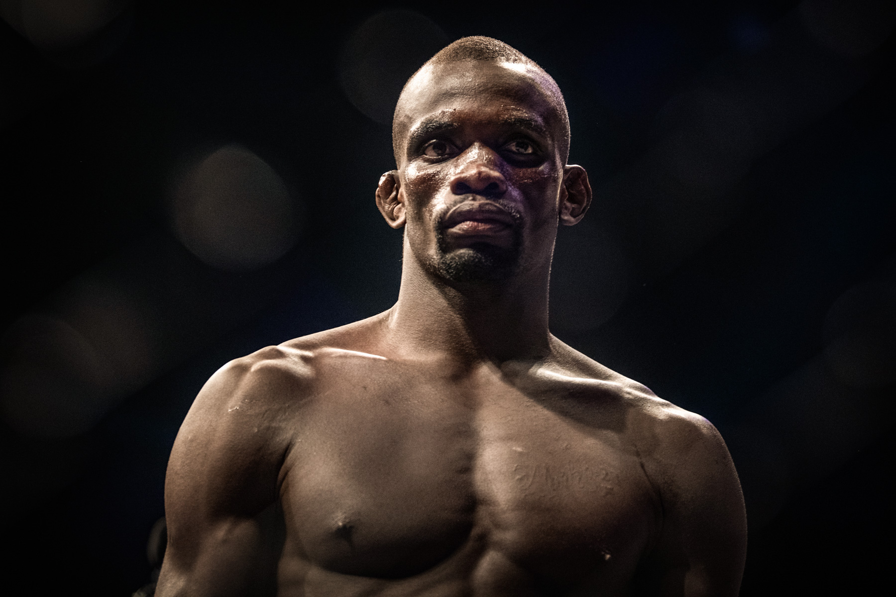 3 May 2019: Themba Gorimbo in the EFC 79: Fight Night welterweight bout against Jose Da Rocha at Carnival City in Johannesburg. (Photograph by Leticia Cox)