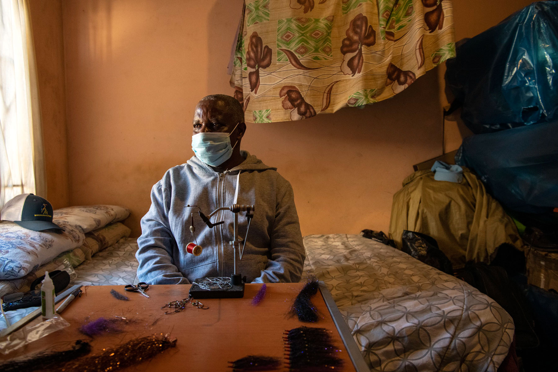 26 May 2020: Ray Mutemeri spends the lockdown period alone in a small garden flat tying fly-fishing flies. 