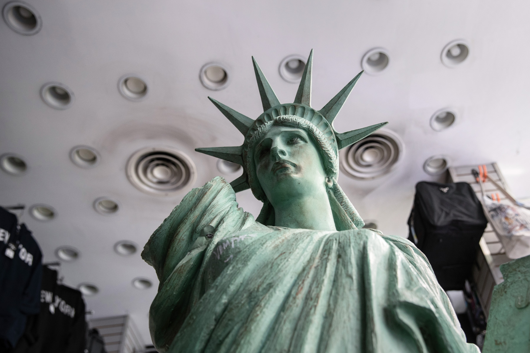 2 June 2020: Damaged goods in a looted souvenir and electronics shop near Times Square, New York, after another night of protests and vandalism over the death of George Floyd. (Photograph by John Moore/ Getty Images)