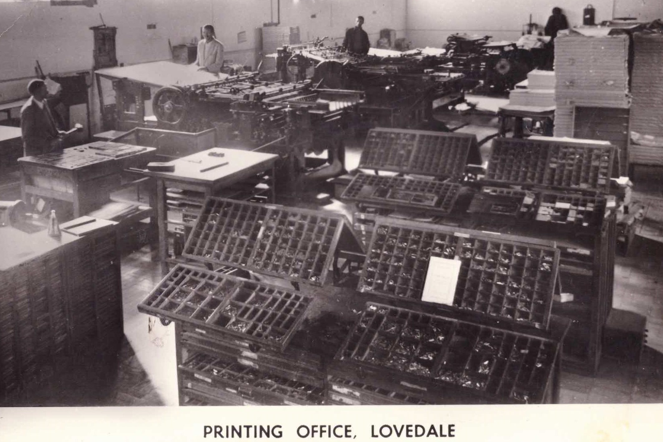 Undated: The printing office at Lovedale Press, which publishes literature, journals, newspapers and school textbooks. (Image courtesy of Amathole Museum, King William's Town)