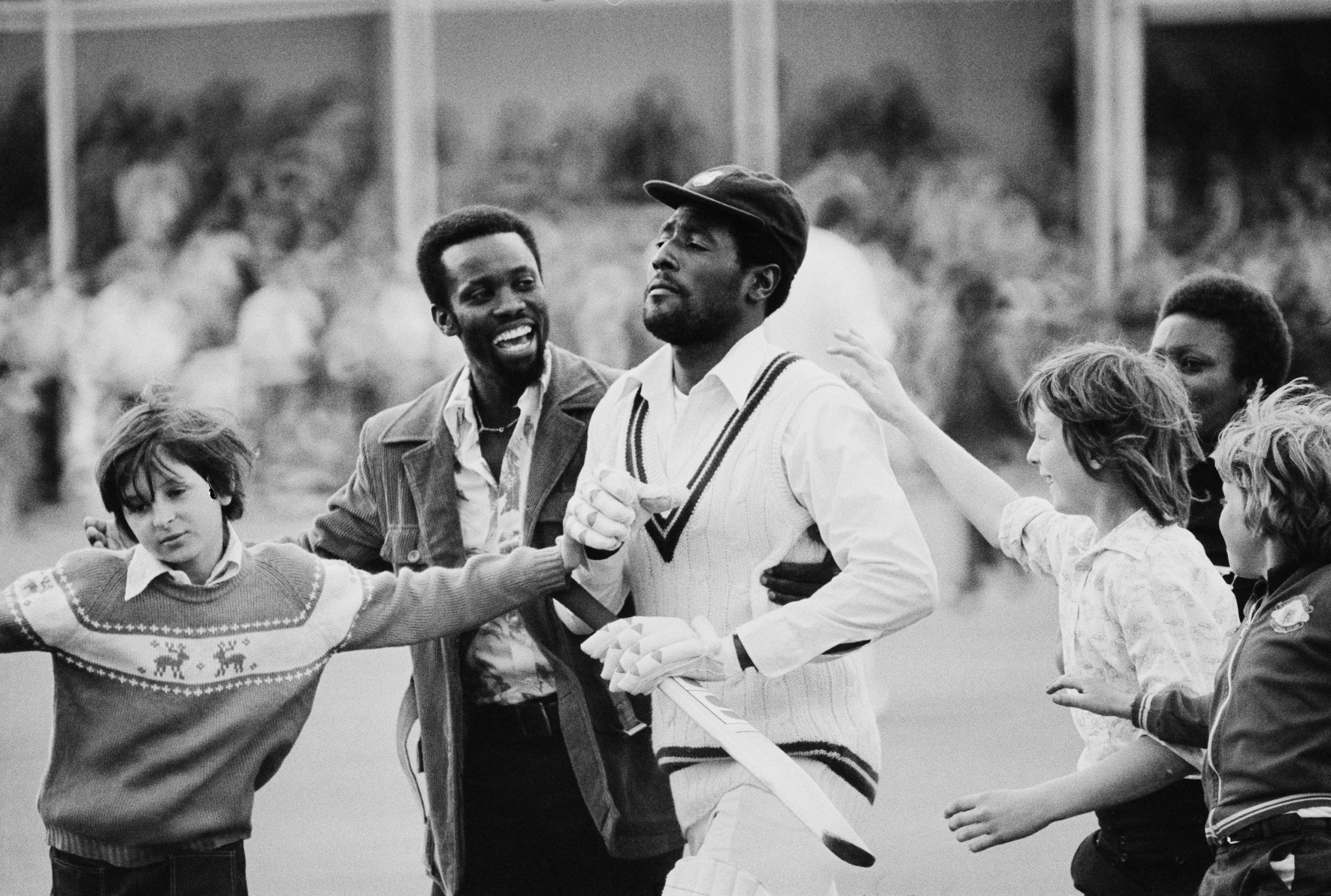 3 June 1976: Fans greet West Indies cricketer Vivian Richards at Trent Bridge, Nottingham, after the first Test of the West Indies’ tour of England. (Photograph by Wood/ Evening Standard/ Hulton Archive/ Getty Images)