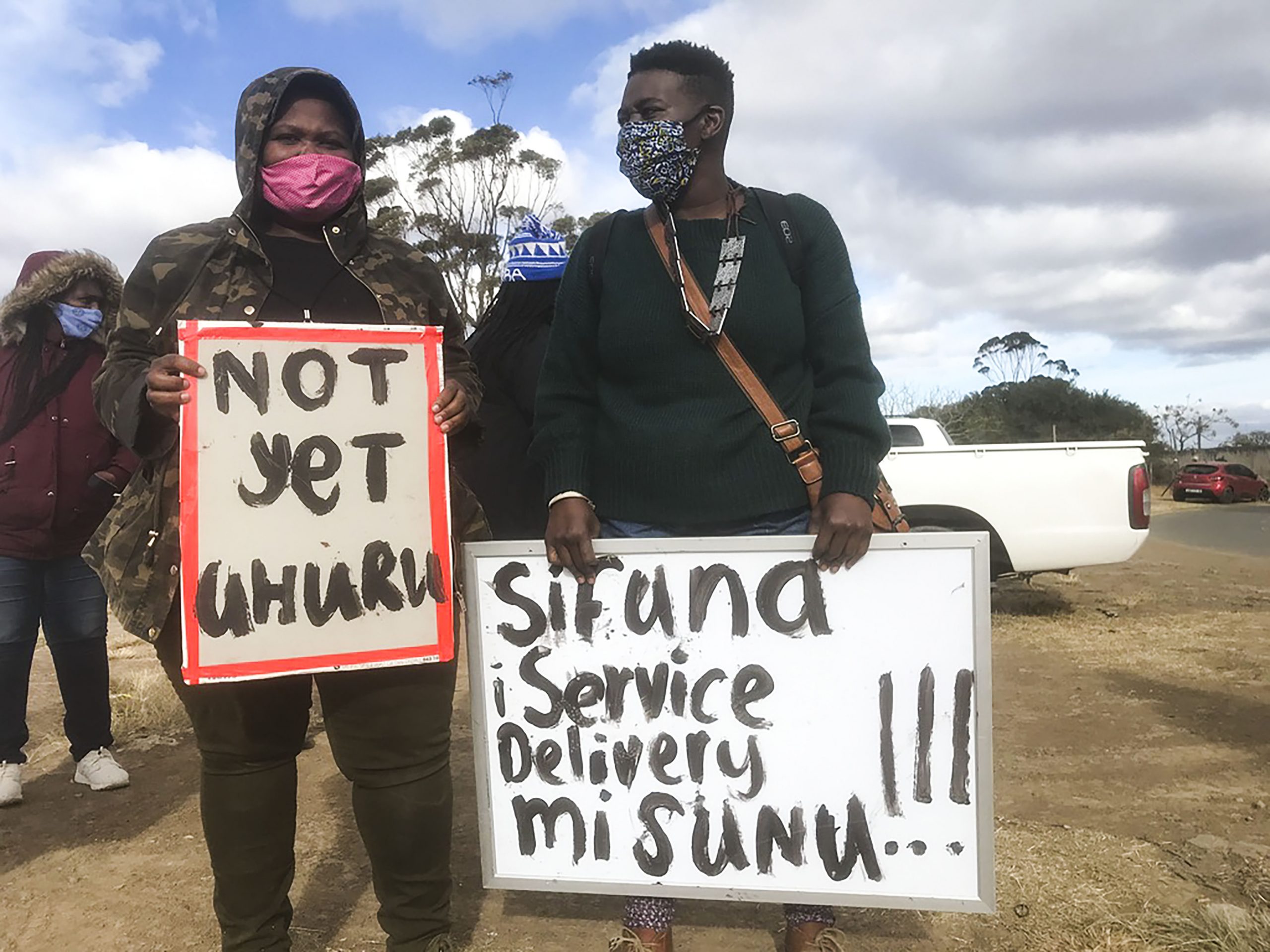 7 June 2020: From left, the police arrested protesters Phumeza Macwili and Samkela Stamper. 