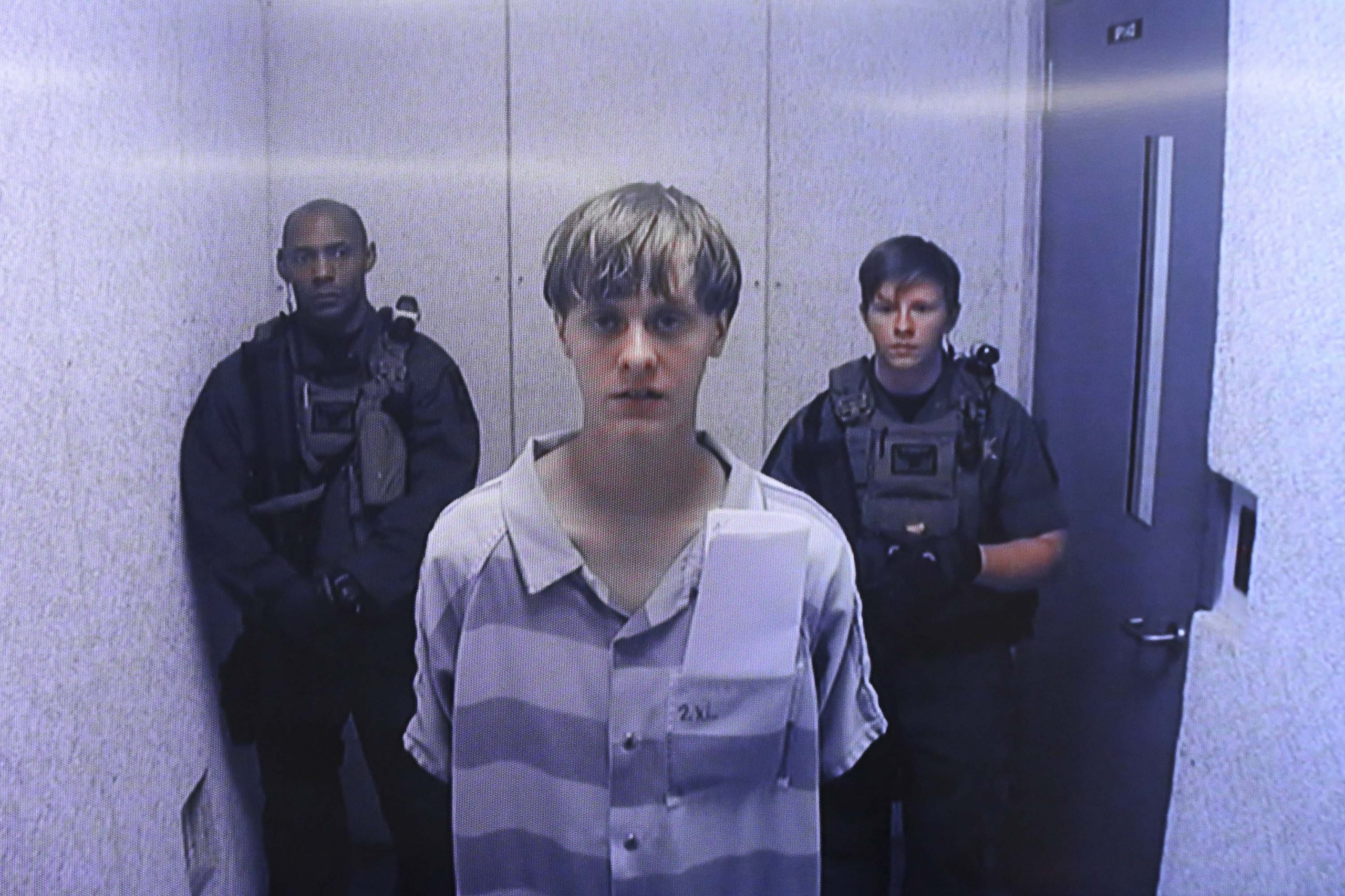 19 June 2015: Dylann Roof killed nine people at the Emanuel African Methodist Episcopal Church in Charleston, South Carolina. This image is from the video uplink from the detention centre to the courtroom. (Photo by Grace Beahm-Pool/ Getty Images)