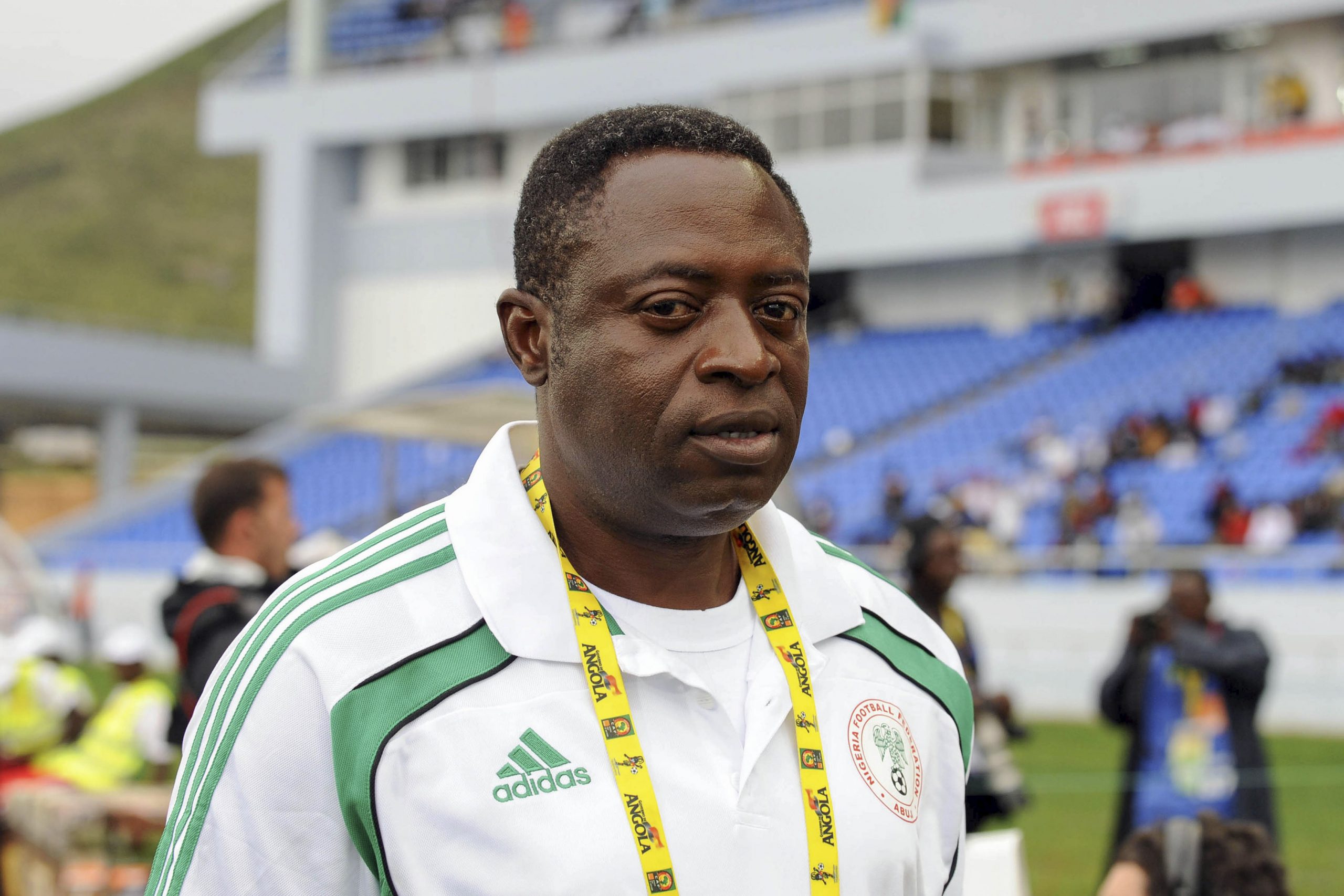 20 January 2010: Shaibu Amodu coached Nigeria during the 2010 African Nations Cup. Here he is photographed in Lubango, Angola, ahead of a Group C match against Mozambique. (Photograph by Lefty Shivambu/ Gallo Images/ Getty Images)