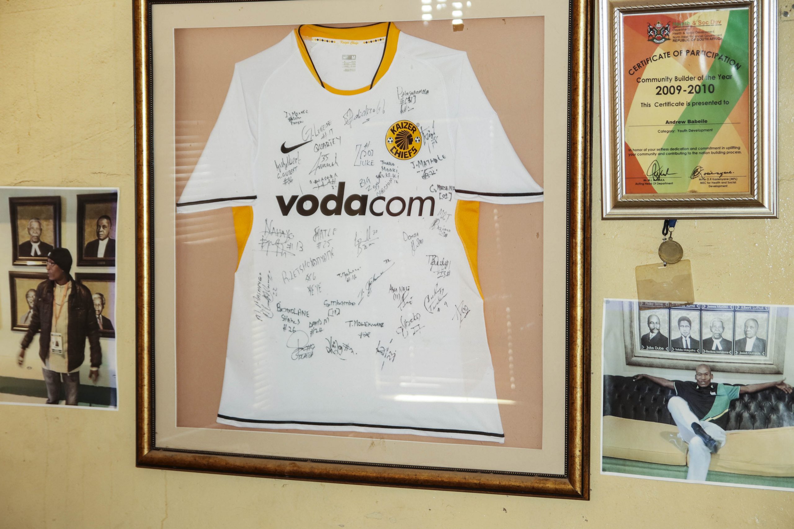 19 July 2020: Among the memorabilia in Babeile’s house is this signed Kaizer Chiefs jersey he got after his foundation organised a tournament in Vryburg in 2017 featuring the club’s under-19 team.