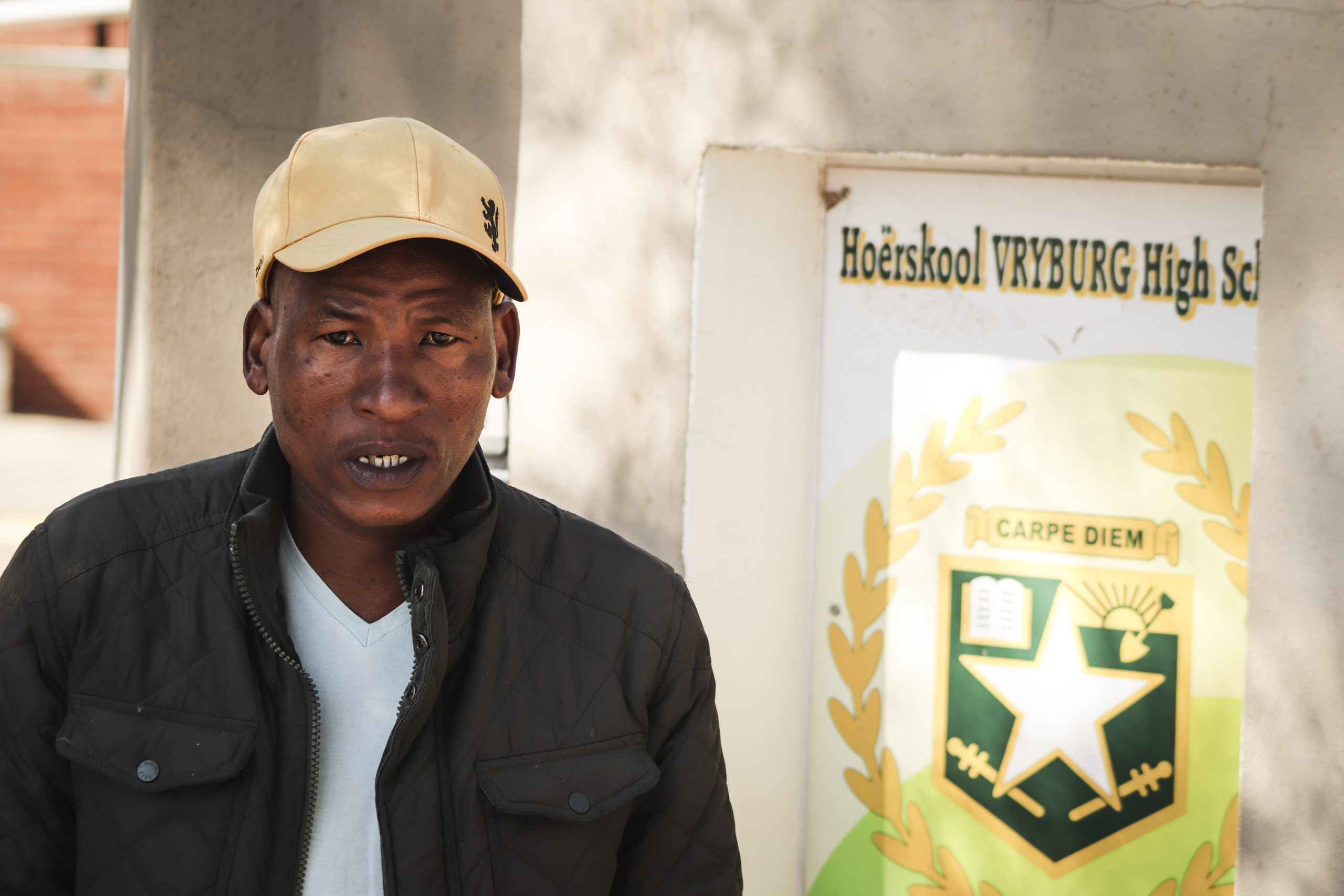 19 July 2020: Andrew Babeile stands in front of the school where he stabbed a white pupil with scissors, in what he has always insisted was self-defence. 