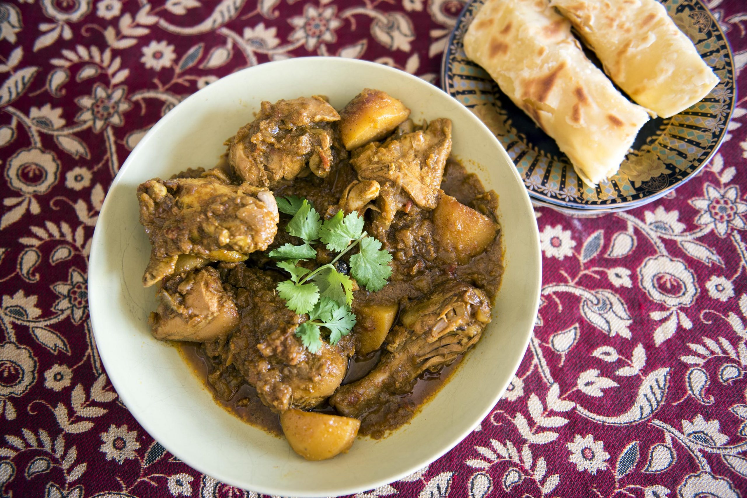 Undated: Cape Malay chicken curry served with roti. (Photograph by Ishay Govender)