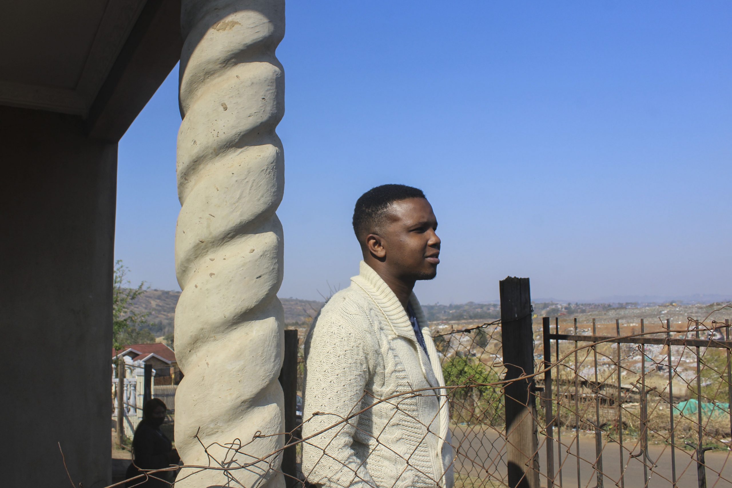 28 July 2020: For nearly 30 years, Collin Memela has watched the rubbish at Pietermaritzburg’s main municipal dump pile up into a mountain in front of his house in Sobantu Village. (Photograph by Tony Carnie)