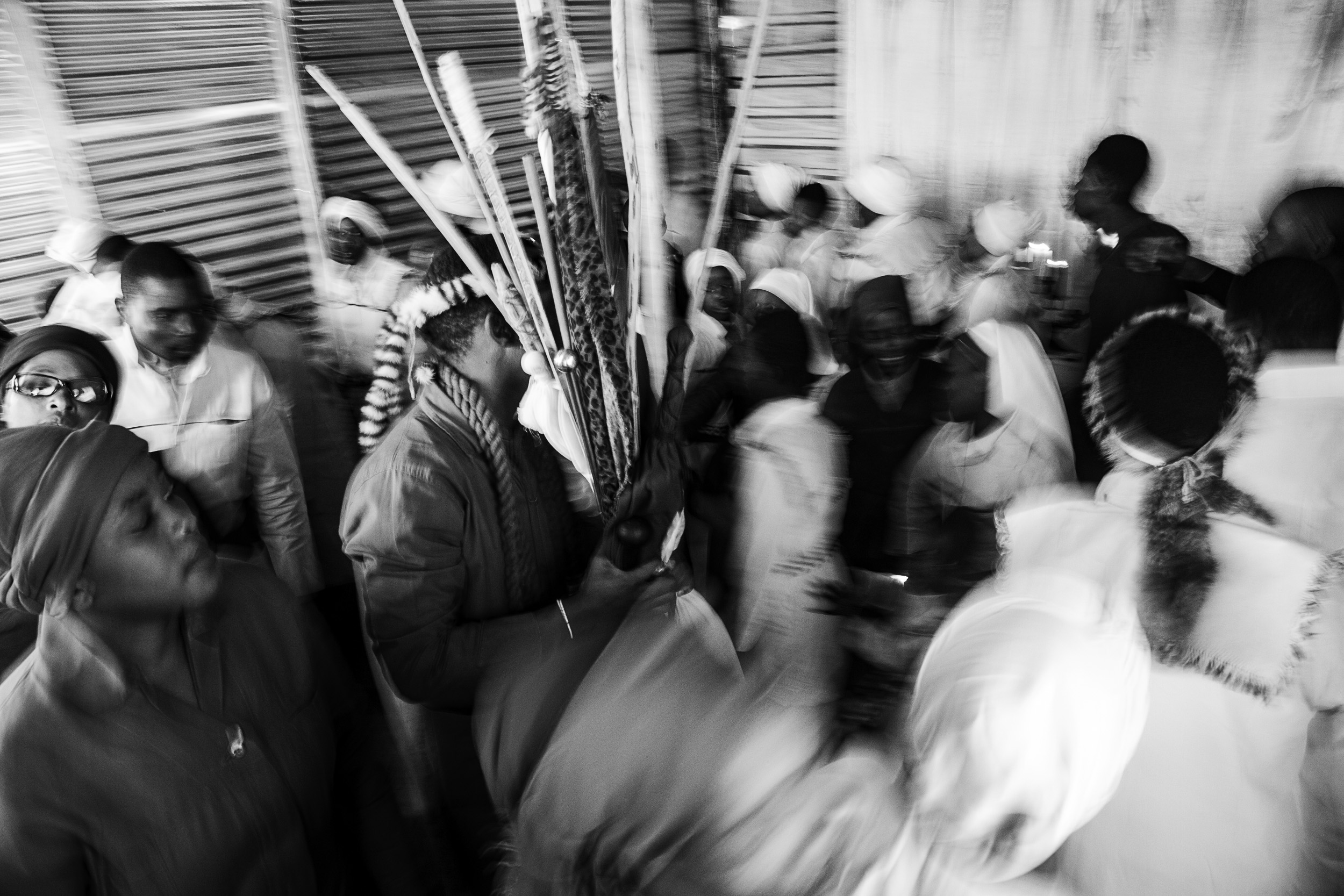 Undated: Hlomani Izikhali III – Mr Buthelezi prays for the spiritual staves.