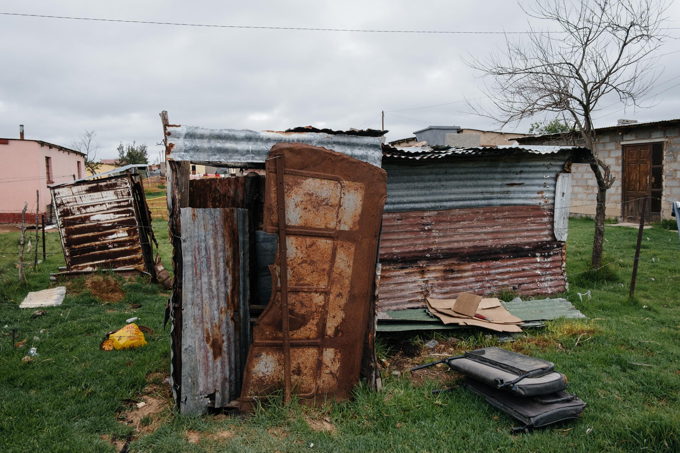 10 December 2019: A makeshift pit latrine in the back yard of Nolinette Nqoko’s house in Vergenoeg Township, Elliot, Eastern Cape.