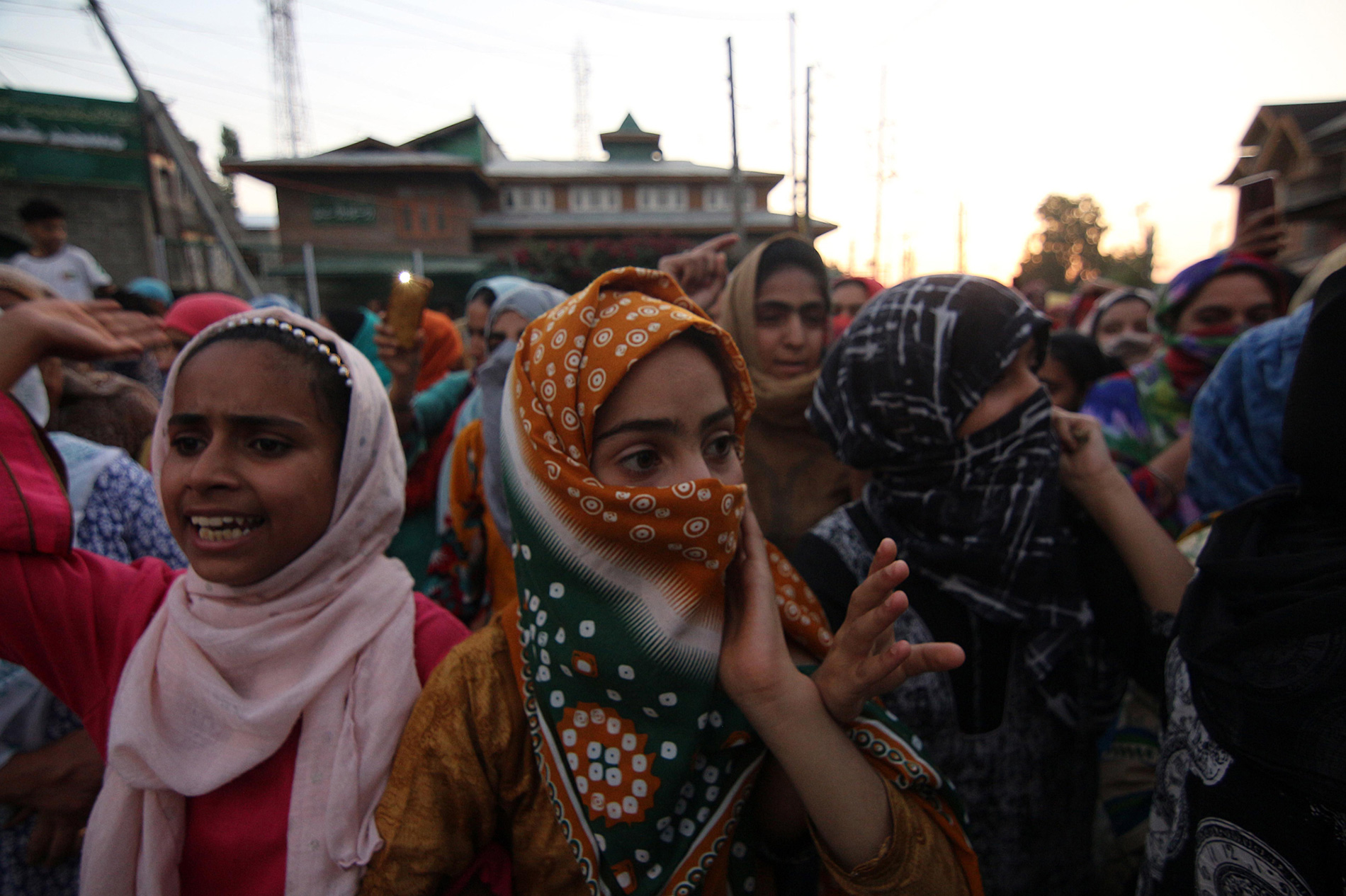 21 June 2020: Kashmiri women shout pro-freedom slogans in Srinagar, Kashmir. (Photograph by Faisal Khan/ Anadolu Agency via Getty Images)